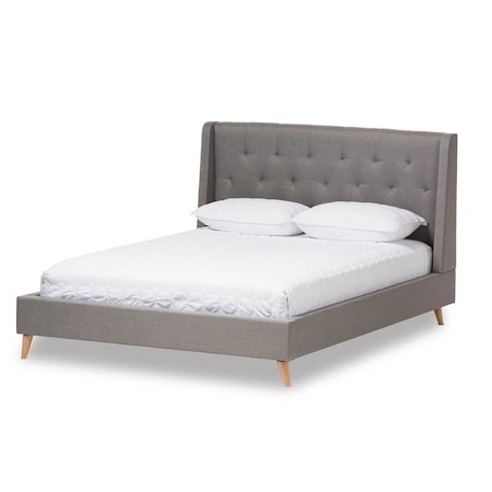 Baxton Studio Adelaide Light Grey Upholstered King Size Platform Bed 136-7477